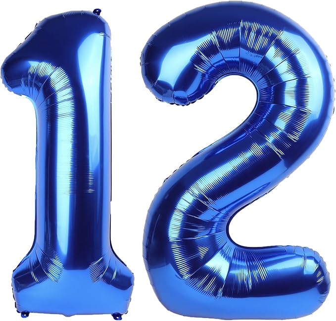 40 Inch Navy blue Number 12 Digital Balloon,Jumbo Mylar Foil Helium Balloon for 12 Balloons for Birthday Party,Wedding Anniversary Party Decorations