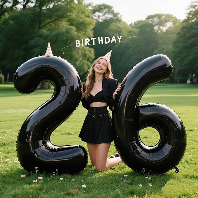 40 Inch Large Black Number 6 Balloons Foil Balloons 16th 26th 36th 60th 66th Giant Number Balloons for Men Women Birthday Party Anniversary Celebration Decorations