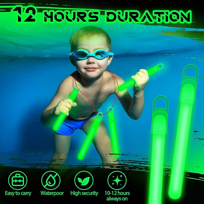 Lewtemi 50 Pack 4" Bright Bulk Glow Sticks in Green , Green Glow Sticks in Dark Party Supplies Birthday Holidays Camping