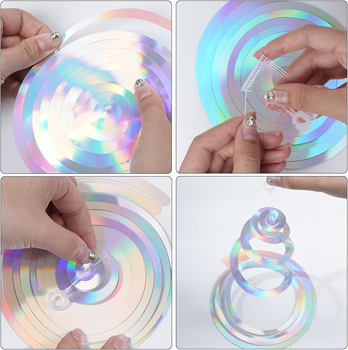 28 Pack Iridescent Ceiling Swirl Foil Decorations Hanging Plastic Streamer Themed Swirl Party Decoration for Celebration
