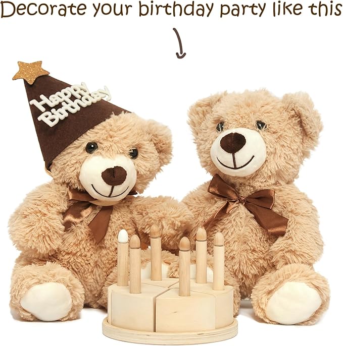 Teddy Bears Bulk 12 Pack Teddy Bear Stuffed Animal Plush Toys Gift for Kid Girlfriend,13.5 Inches Stuffed Bears for Christmas Valentine's Day Birthday Wedding Party, Light & Dark Brown