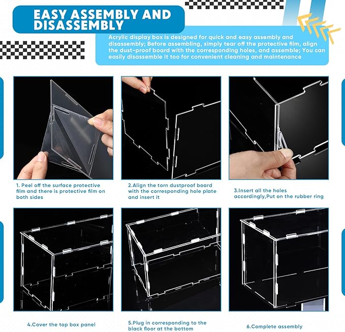 1 Pcs Clear Acrylic Display Case for 1: 24 Model Car Requires Installation Acrylic Display Box with Black Base Model Storage Case Stands for Toy Car Collectibles