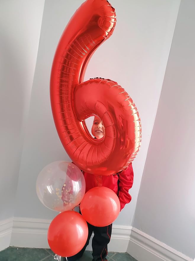 40 Inch Number 7 Balloon, 6 7 Birthday Decorations, Red Six Seven Balloons Boys Girls, 7 17 27 70 Year Old Balloon Number for Engagement, Wedding, Graduations