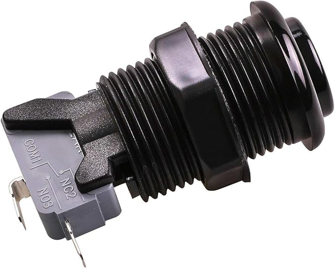 Reyann 6X Black Happ Type Standard Arcade Push Button with Microswitch for Mame/Jamma/Arcade Video Games