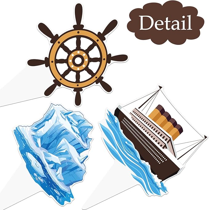 48PCS Nautical Party Cupcake Toppers Cruise Ship Birthday Party Decorations Ocean Ship Cake Decorations Iceberg Lighthouse Cupcake Picks for Cruise Liner Nautical Theme Birthday Baby Shower Supplies