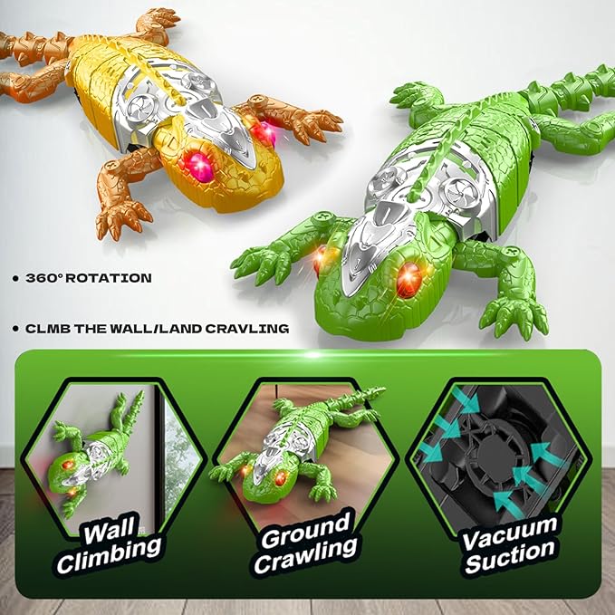RC Wall Climbing Gecko,Glow in The Dark Wall Climbing Toy,Fun Prank & Climbing Toy for Boys & Girls Ages 3, 4, 5, 6, 7, 8. (Yellow)