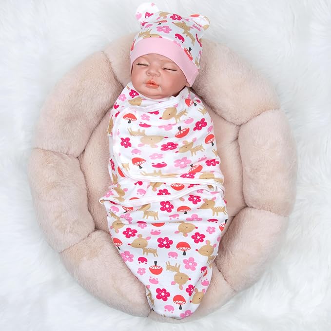 Reborn Baby Doll Clothes Accessories 17-22 Inch Reborn Dolls Clothes Pink Flower Baby Doll Clothing