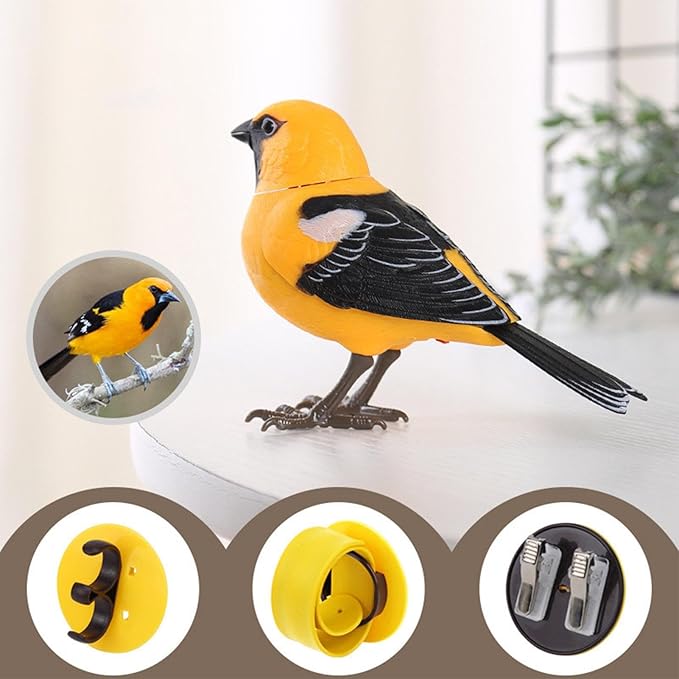 Electric Singing and Chirping Bird Toy, Simulation Interactive Bird Toy for Kids, Cute Realistic Chirping and Moving Artificial Sparrow, Battery Operated, Garden Home Ornament Decoration