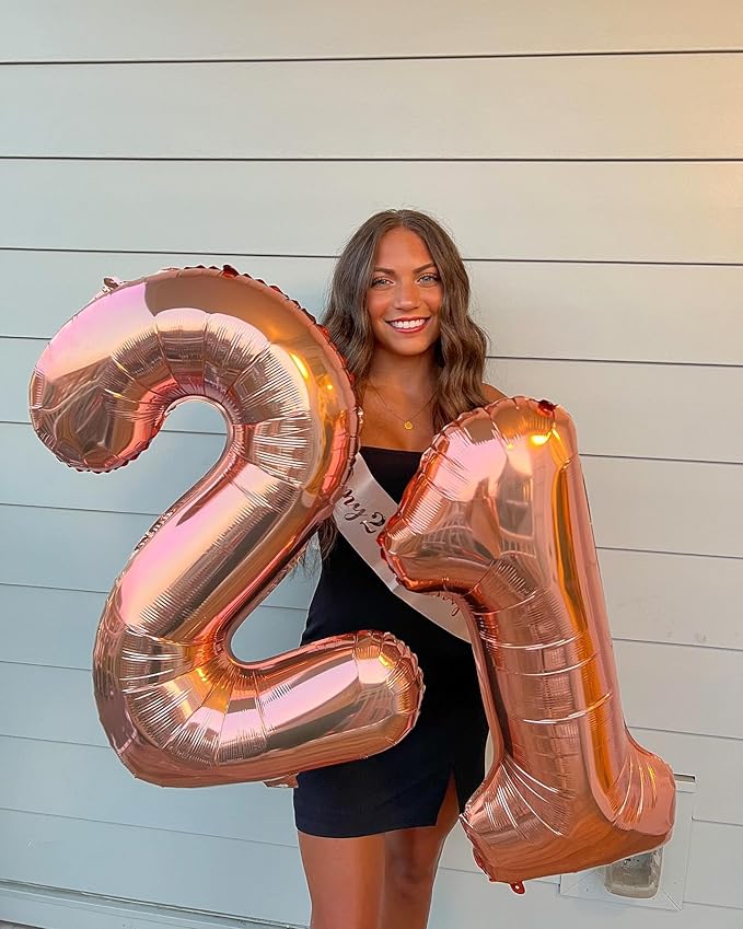 40 Inch Rose Gold 1 Balloon for First Birthday, 1st Number Balloons Birthday Decorations for Girl Boy Kids Toddler Baby, One Giant Number 1 Balloon