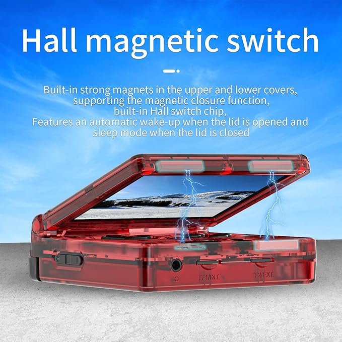 RG35XXSP FILP Retro Handheld Game Console 3.5-inch 640*480 IPS Screen 3300mAh Built-in 64G TF Card Supports Multiple Simulators Linux System with Screen Protector Red