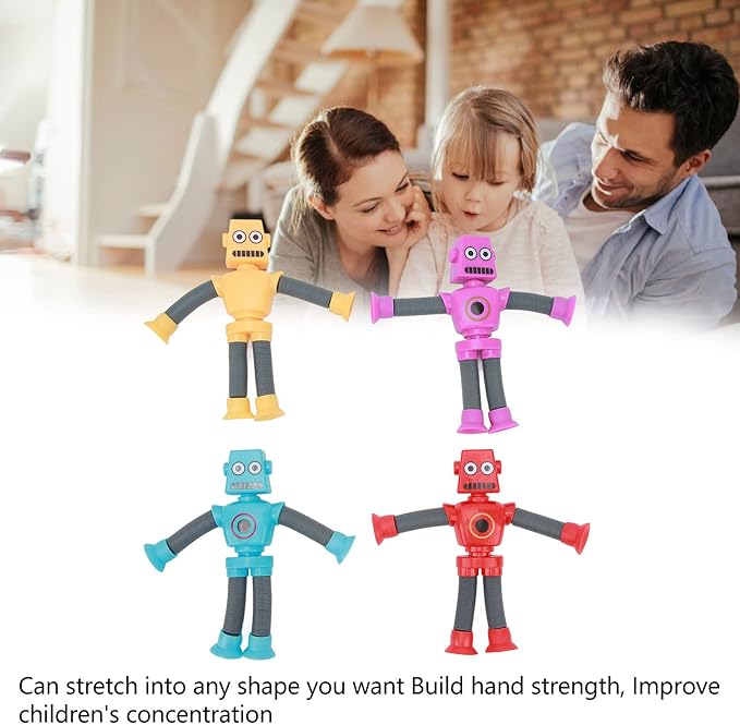 Suction Cup Telescoping Robot Toy, Extendable Arm for Pick and Play, Develops Hand-Eye Coordination, for Kids (Multiple Colors)
