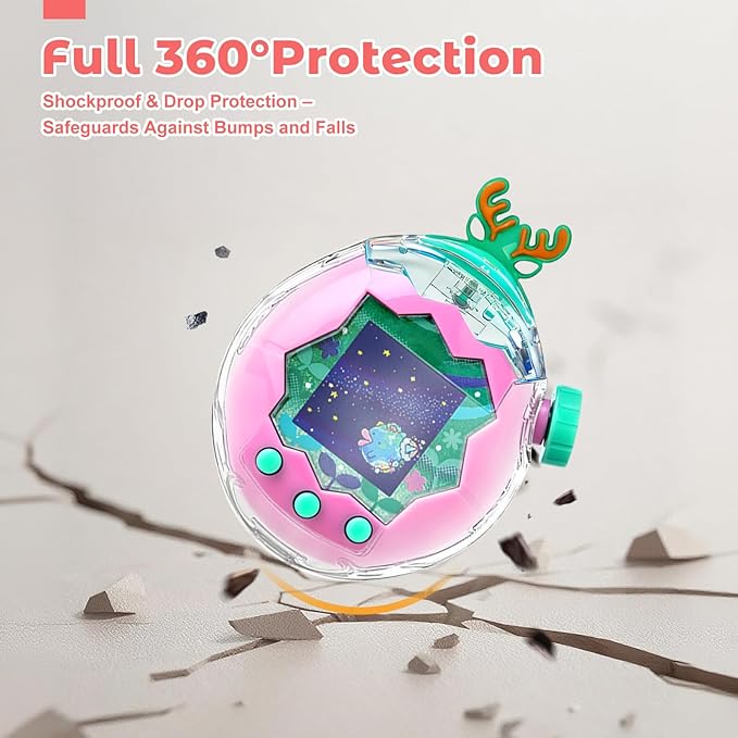 Case for Tamagotchi Paradise – PC Protective Hard Shell with Cute Cartoon Cover & Detachable Christmas Lanyard,Durable Protective Housing for Tamagotchi Paradise Virtual Pet Machine[Antlers]