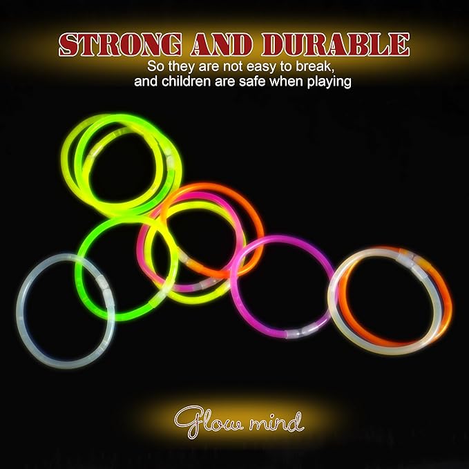500 Ultra Bright Glow sticks,8" Glow Sticks Bulk,Glow Sticks For Kids Bulk Party Pack,Glow in The Dark Party Supplies,Glowsticks Party Favors with Bracelets and Necklaces