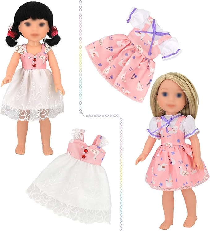 ONEST 11 Sets 14.5 Inch Girl Doll Clothes Outfits Dresses Pajamas Swimsuit Sleeping Bag, Girl Doll Accessories for 14 to 14.5 Inch Dolls