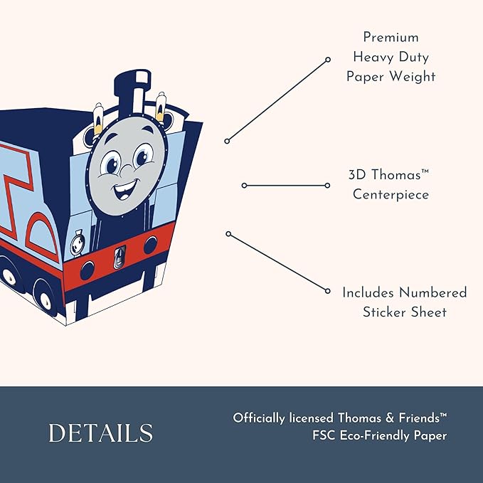 Bonjour Fete THOMAS & FRIENDS Centerpiece - Table Decorations for Birthdays - THOMAS & FRIENDS Train Themed Centerpiece - Birthday Party Supplies - Includes Numbered Sticker Sheet (6 Pieces)