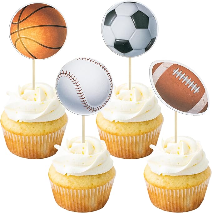 Gyufise 36 Pack Sports Cupcake Toppers Baseball Rugby Cupcake Picks Basketball Toothpicks Soccer Ball Football Cake Decor for Boy Happy Birthday For Sports Ball Game Theme Party Supplies Decoration …