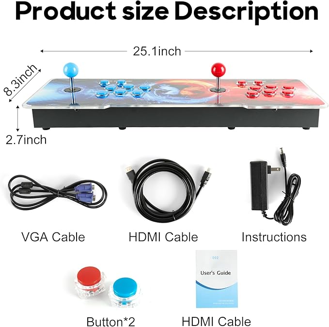 Pandora Box Arcade Game Console 32000 Games Pre-Install,Retro Game Machine for TV PC Projector, Supports Up to 4 Players, Full HD Output,, Search, Save, Hide, Favorites List