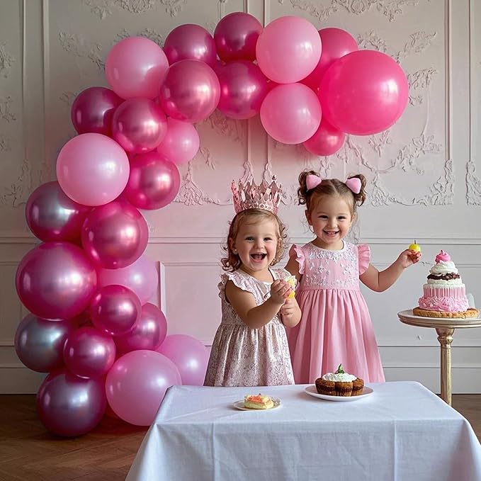 CVPARTON Pink Balloons Set, 55 PCS Metallic Pink Balloons, Baby Pink, Hot Pink 12 Inch Latex Balloon for Girls Women Birthday Party, Bridal Shower, Baby Shower, Wedding, Princess Party Decoration