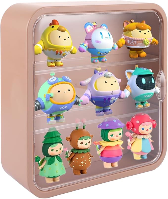 Miniature Display Case for Collectibles Figures, Clear Display Box with Shelves, Wall Mounted or Desktop Plastic Organizer Acrylic Display Storage Case for Rock Stone Mini Figure, 12 Inch