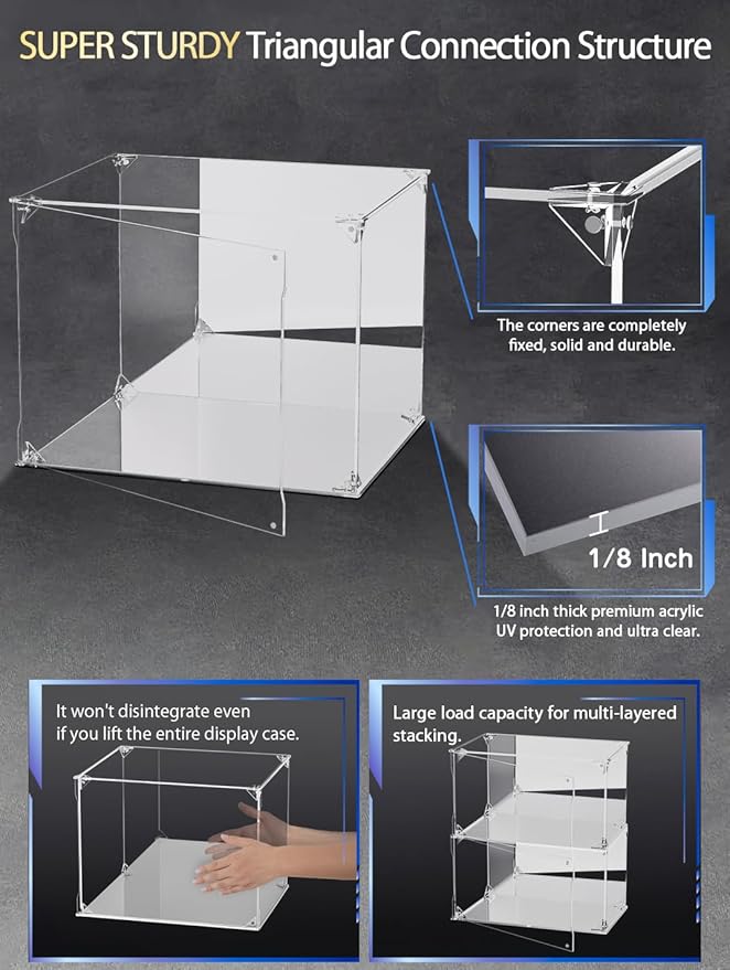 Football Helmet Display Case with Mirrored Back and Base,Full Size Acrylic Baseball Motorcycle Helmet Showcase with Magnetic Door, UV Protected Display Box Showcase for Collectibles(15.7x12x12inch)