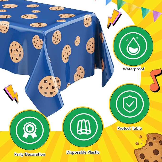 Oudain 2 Sheets Street Theme Birthday Party Decorations Cookie and Star Tablecloth 54 x 108 Inch Plastic Table Covers for Birthday Party Supplies