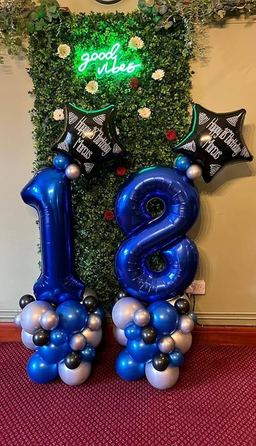 Night Blue Number 0 Balloon 40 Inch, 0 Balloon Number for 10th 20th 30th 40th 50th 60th Birthday Decorations, Night Blue Party Supplies