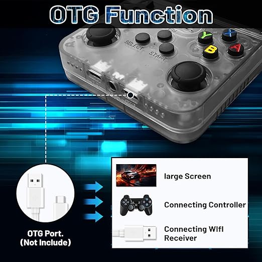 R36S Handheld Arcade Console - Built-in 20,000 Games & 64G, 3.5 Inch IPS Screen, Open Source System, Classic Emulator (Blue)