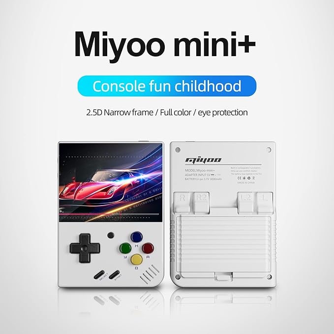 Miyoo Mini Plus Handheld Game Console 3.5 inch Classic System Retro Video Games Consoles Portable Rechargeable Hand Held 64G with Case White