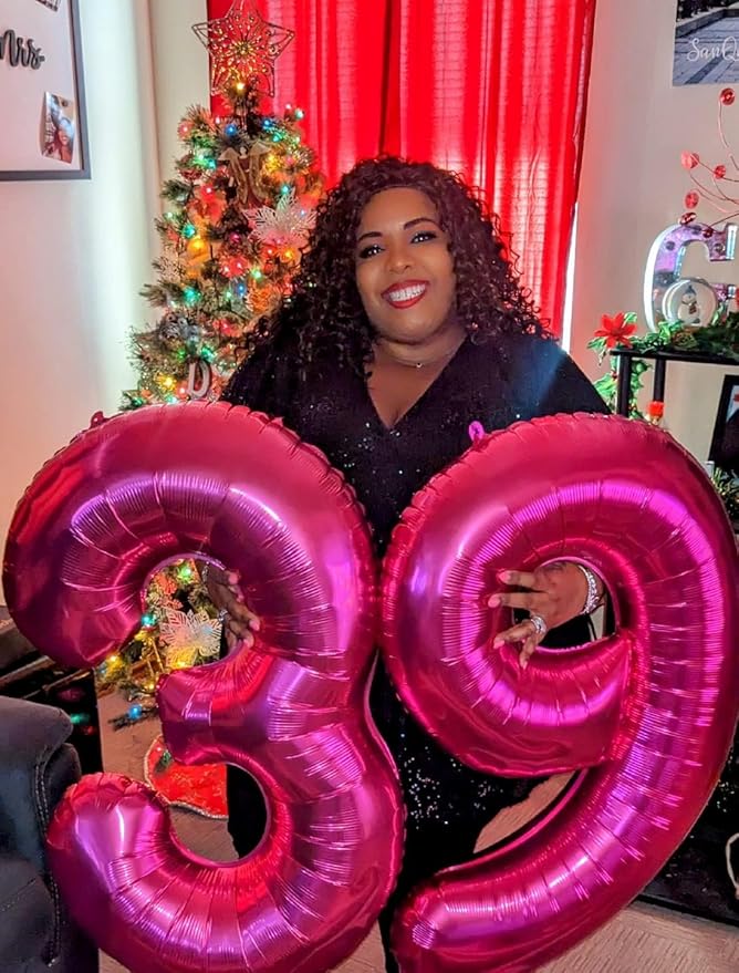 40 Inch Large Numbers Balloon, 4 Hot Pink Ballon for 4th 14 40 44 Birthday Party, Balloon 4 Number for Graduations Wedding Supplies