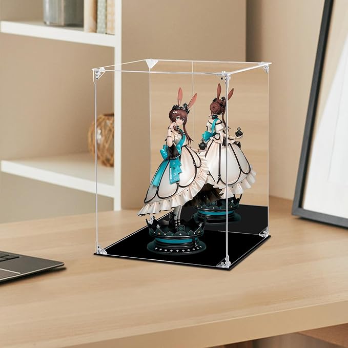 Acrylic Display Case for Collectibles Assemble Clear Acrylic Display Box with Mirrored Back, Alternative Glass Case for Action Figures Lego Model Doll Toys Display (12x12x15.7 inch; 30x30x40 cm)