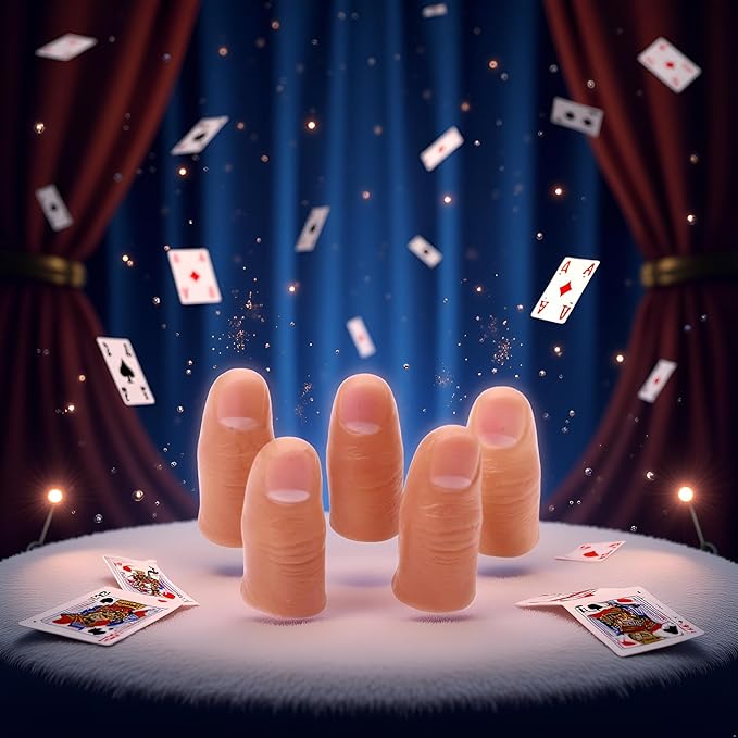 5pcs Fleshcolor Fake Finger Trick Prop,Hard Thumb Tip Finger Fake Magic Tricks,Close up Magic KitsAppear Vanish Magic for Magicians Accessories,Novelty and Gag Toys