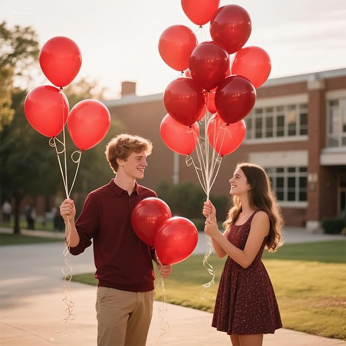 100pcs Burgundy Balloons 12inch Dark Red Maroon Party Latex Balloons for Graduation Thanksgiving Wedding Engagement Birthday Anniversary Valentines Party Decorations