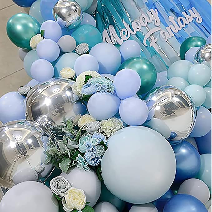 KALOR 10 Pcs 22 Inch White Mylar Balloons, Large 4D Giant Round Foil Balloon Big Mirror Metallic Balloons for Birthday Party Baby Shower Gender Reveal Supplies