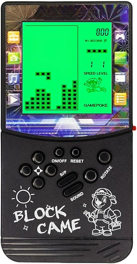 New Large Screen Brick Game Console Green Backlight Built-in 23 Multi-Mode Block Games Classic Nostalgia Puzzle Speed and Difficulty can be Adjusted Suitable as a Gift for Kids (Black)