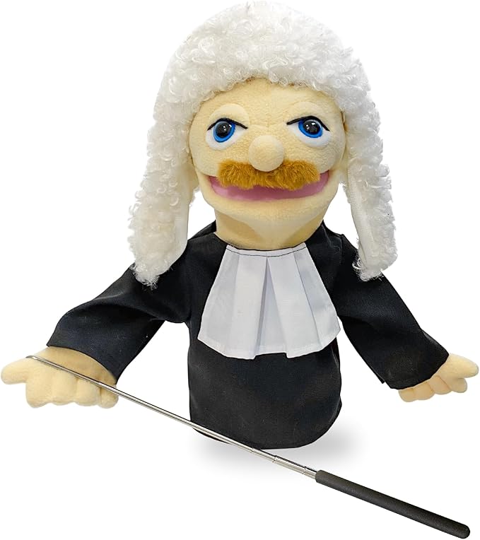 16" Puppets Entriloquist Puppet,Hand Puppets for Kids Plush Judge Puppets for Adults with Removable Mouth Puppet for Kids Ages 4-8，Hand Puppet for Adults with Scalable Puppet Control Rod