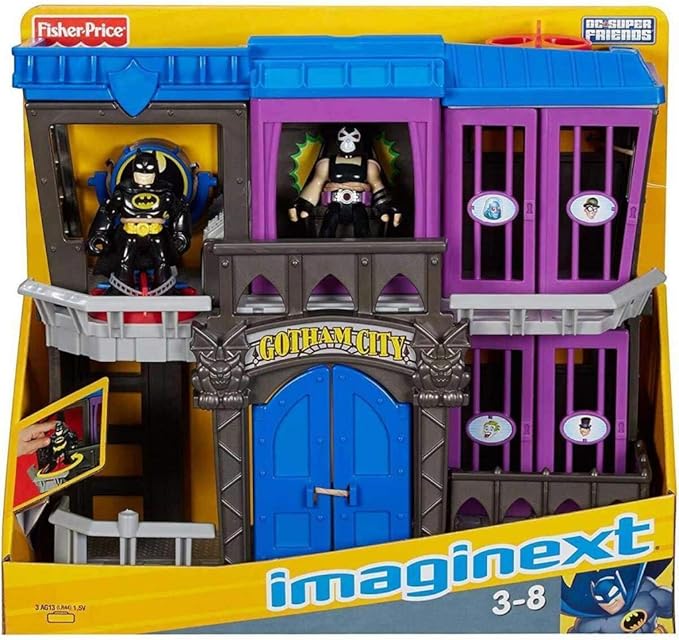 Fisher-Price Imaginext DC Super Friends Gotham City Jail Playset with Batman and Bane Figures for preschool kids ages 3-8 years