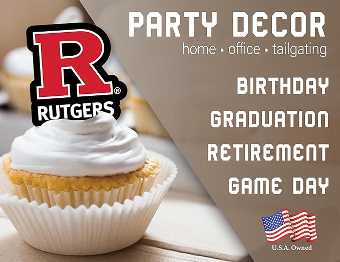 Rutgers Cupcake Topper Party Supplies for Football, Birthday, Graduation Party Decorations (24 Pieces) (Rutgers Scarlet Knights)