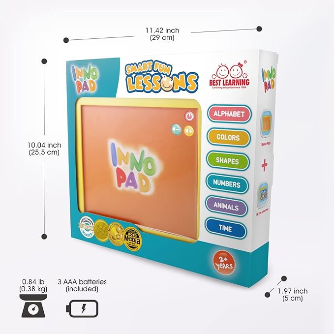 BEST LEARNING INNO PAD Smart Fun Lessons - Educational Tablet Toy to Learn Alphabet, Numbers, Colors, Shapes, Animals, Transport for Toddlers Ages 2 to 5 Years Old | Educational Birthday Gift