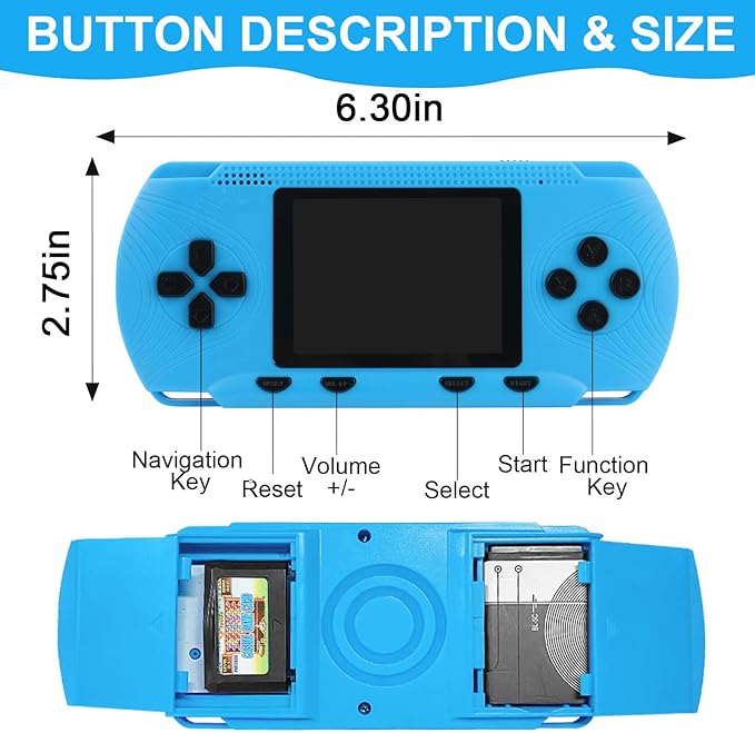Handheld Games for Kids - Kids Video Game Player Preloaded 258 Retro Video Games, Portable Gaming Player with 3 Cartridges & 3" HD Screen Travel Electronic Toy Birthday Xmas Gift for Boys Kids 4-12
