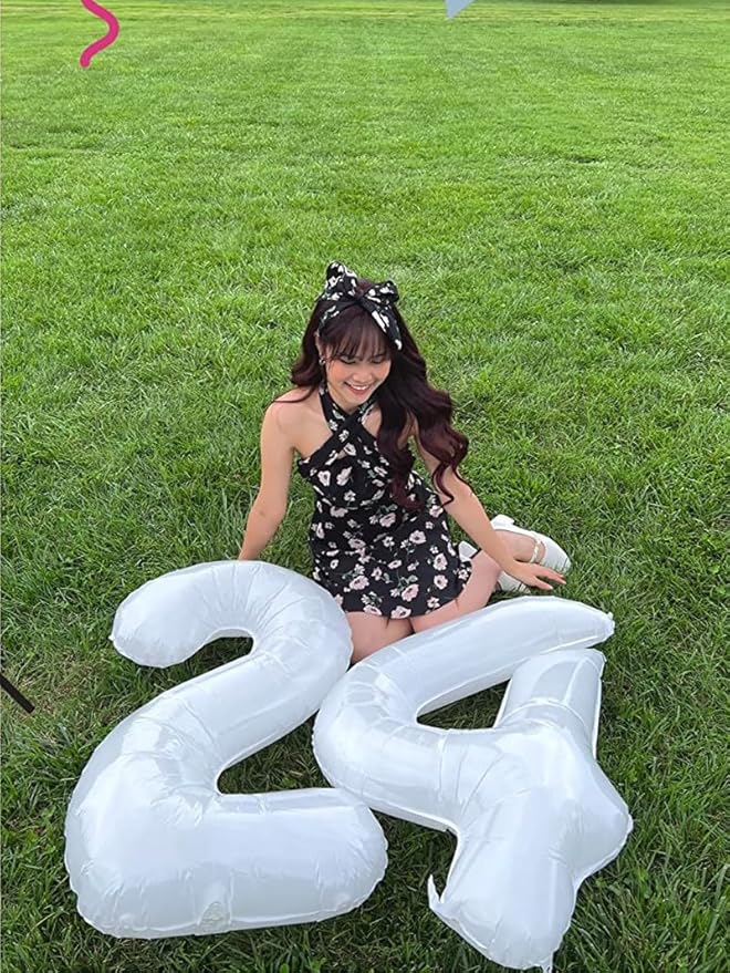40 Inch Large Numbers Balloon, 4 White Ballon for 4th 14 40 44 Birthday Party, Balloon 4 Number for Graduations Wedding Supplies