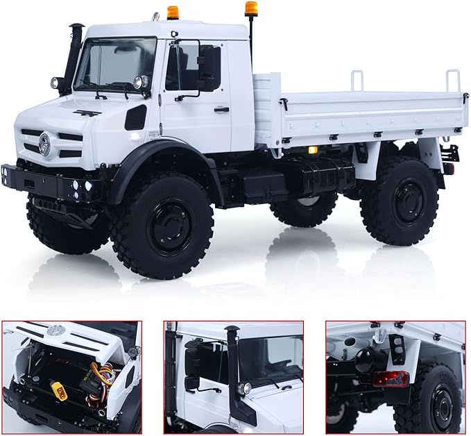 LESU 4 * 4 1/14 RC Off Road Car U4023 Metal Remote Control Crawler ATV Light Truck Mt44023 Model Wheel Hub Reduction Axle Lock Hobby Grade Model for Ages 14+(White)
