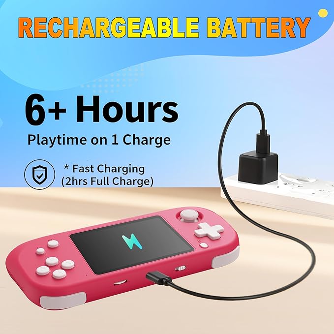 Handheld Game for Kids with 3.5'' IPS Screen 139 Preloaded 32 Bit Electronic Video Games, Portable Rechargeable Gaming Player Toy for Boys Girls Seniors Gift (Vivid Magenta)