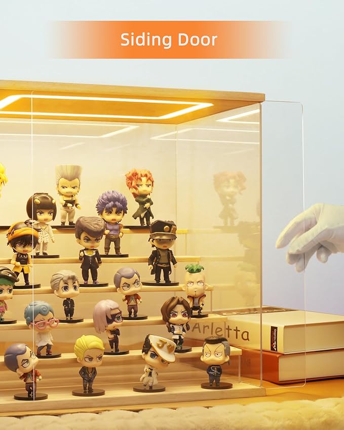 Clear Acrylic Display Case with Light , 5 Tier Display Box Stand Assembly Dustproof Protection Showcase for Collectibles Action Figures (12.6×12.2×11.8in; 32×31×30cm)