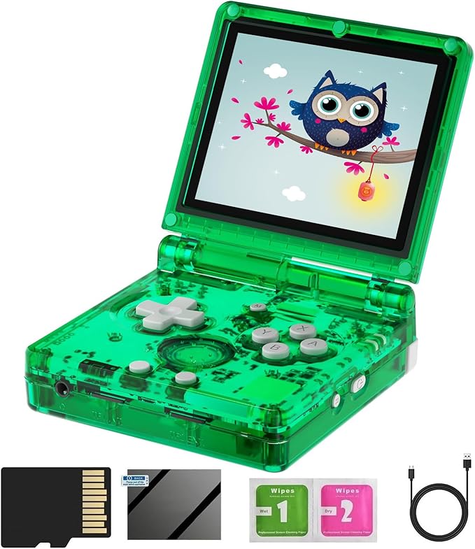 Anbernic RG35XXSP Flip Retro Handheld Game Console ,3.5 Inch IPS Screen Linux System Built-in 64G TF Card 5532 Games Support 5G WiFi Bluetooth TV Output(Green-new)