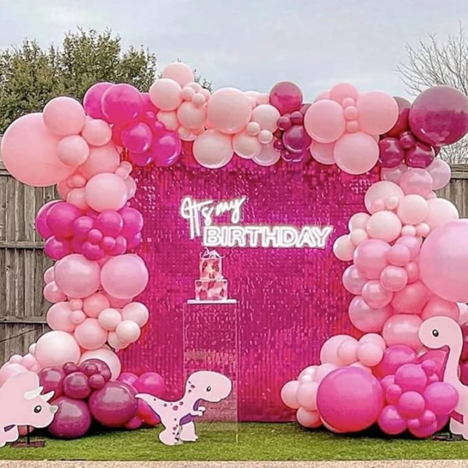 Pink Balloons Set, 60 Packs 12 Inch Metallic Chrome Pink Pearl Macaron Light Pink Different Shades Balloons for Girl Women Birthday Decorations, Wedding, Christening, Baby Shower Party