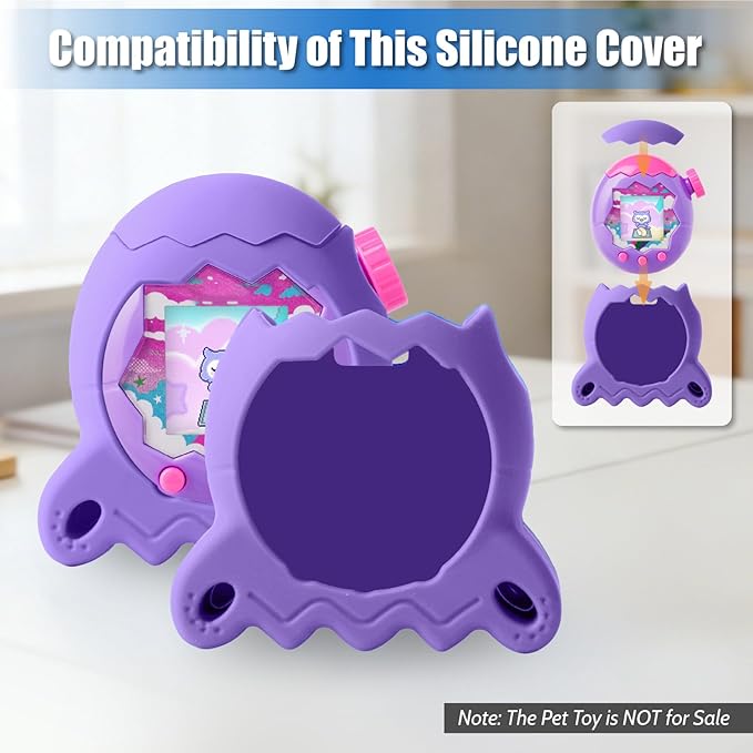 Silicone Case for Tamagotchi Paradise Electronic Pet, Protective Cover with Screen Protector and Lanyard for Tamagotchi Paradise Accessories(Purple)