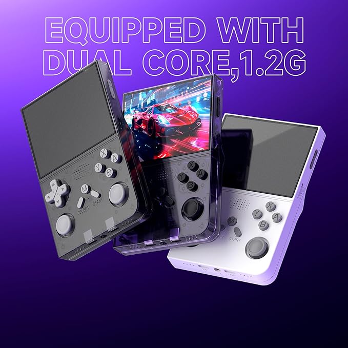 R40 Retro Handheld Game Console - Open Source System,3.5" IPS Screen, 18,000+ Classic Games, 128G TF Card, 3000mAh Battery, Portable Gaming Player for Travel, Retro Gaming Console, Purple