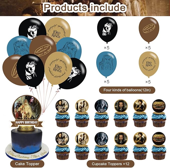 The Rings Party Supplies, Party Decorations Includes Banner, Cake Toppers, Balloon for Party Decorations