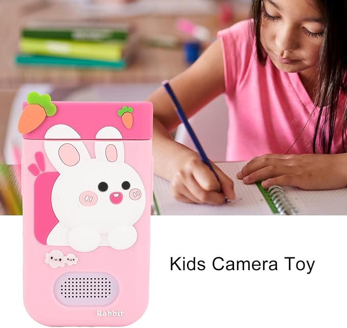 48MP 1080P HD Kids Smart Phone, 2.8in Touchscreen Camera with Autofocus, 180° Rotating Lens, Music Player, Games, Voice Recorder, for Boys Girls, with Carton Stickers (Pink Rabbit)