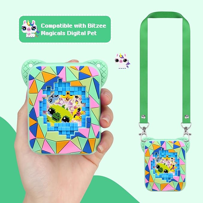 BOVKE Silicone Cover Case for Bitzee Magicals Interactive Toy with 20 Characters Inside, Bitzee Magicals Digital Pet Protective Skin Sleeve for Bitzee Virtual Electronic Pets Kids Toys, Green